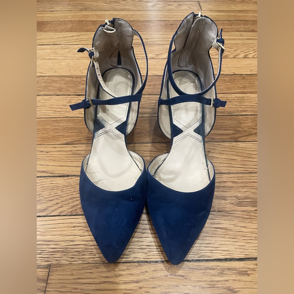 Blue Suede Mary Jane Heels